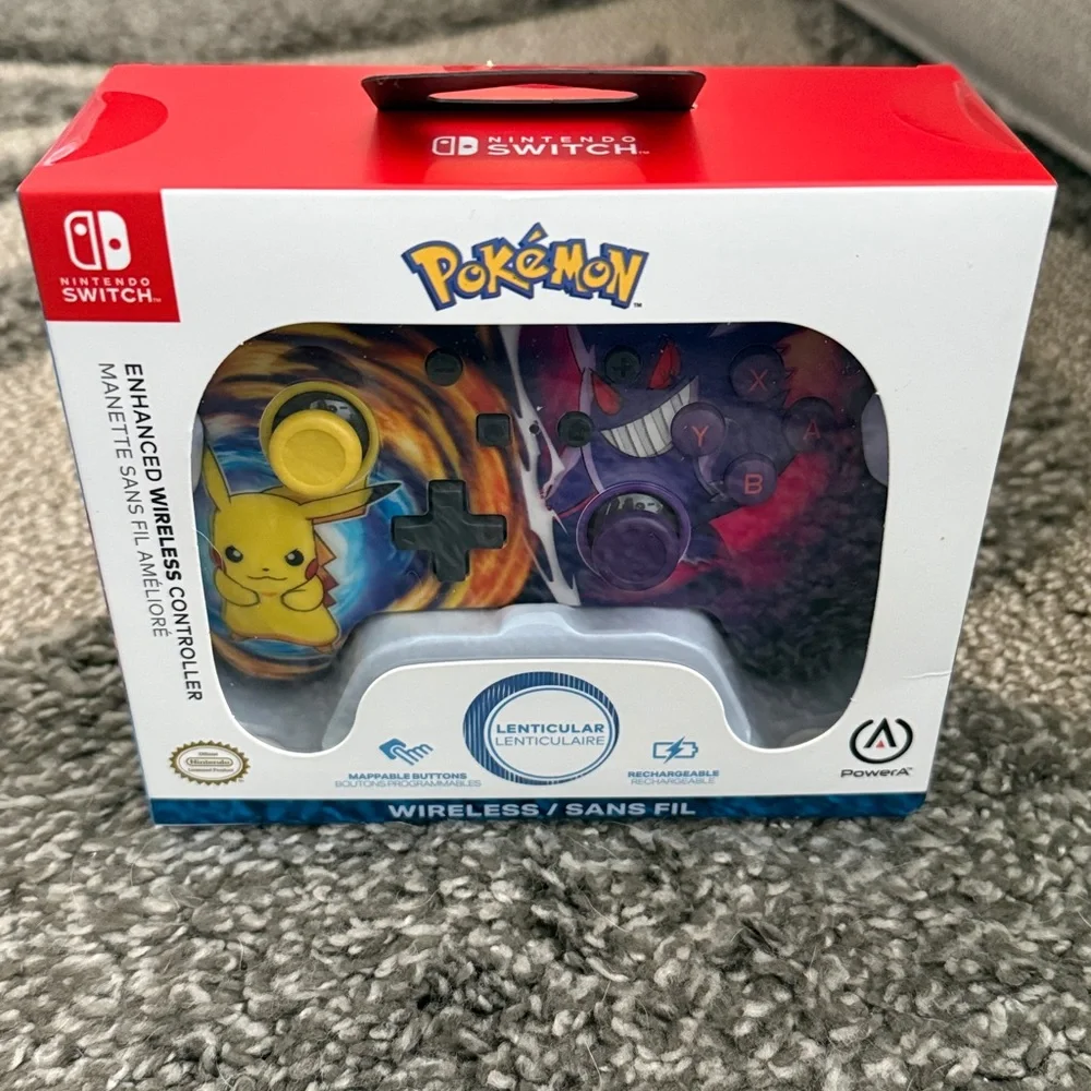 PowerA Pokémon Wireless Controller for Nintendo Switch- Yellow and Purple.
